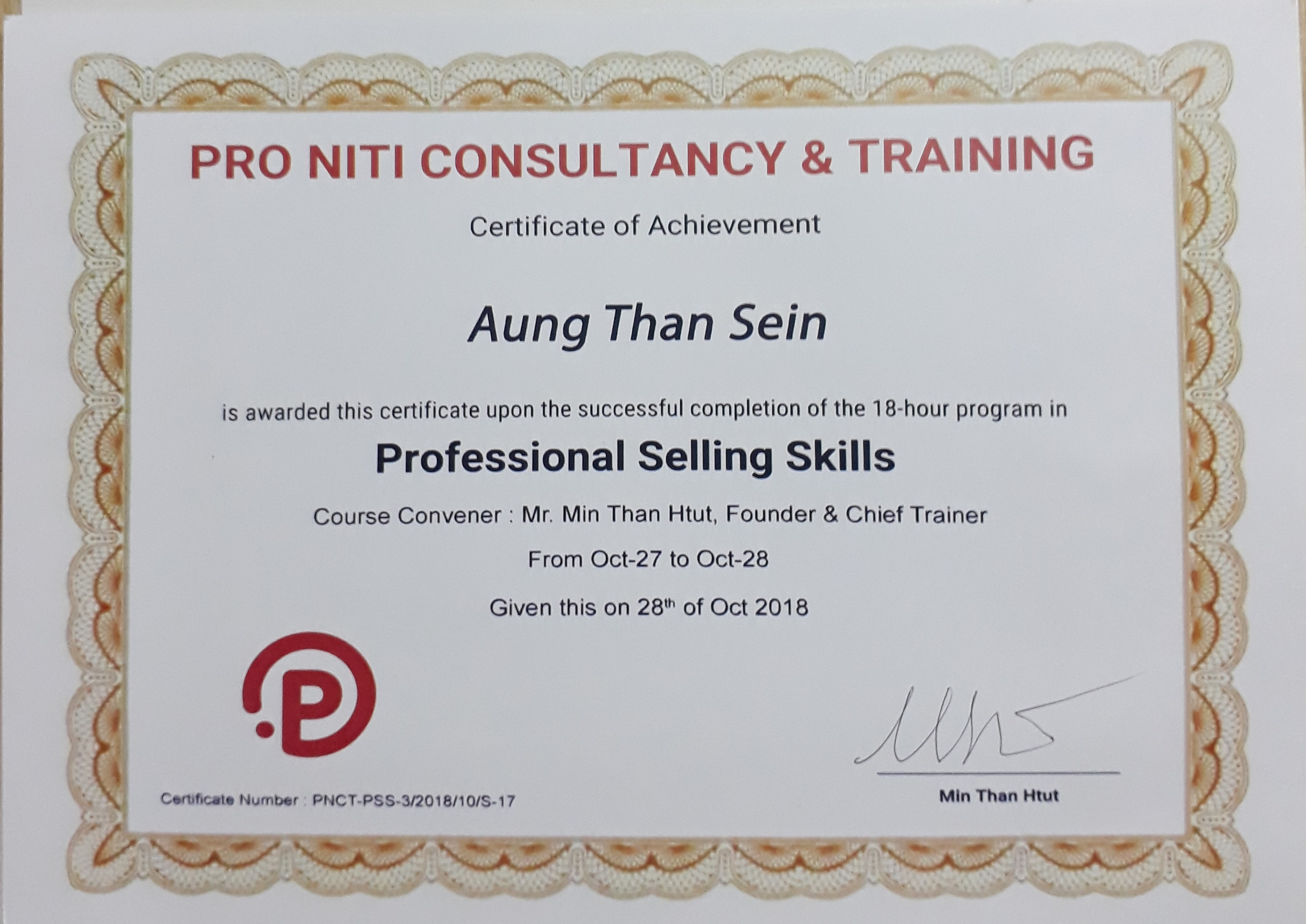 Professional Selling Skills Certificate